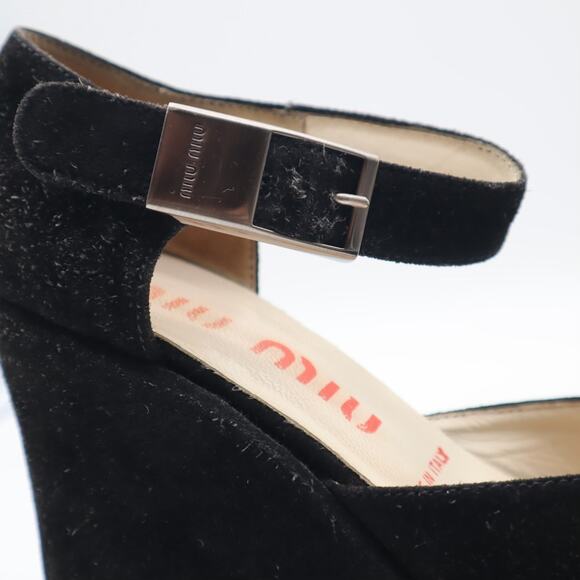 Miu Miu Vintage 90's Mary Jane Suede Wedges Size 38 - Picture 10 of 12